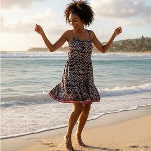 Sanctuary Boho Batik-Print Keyhole Mini Dress - Size L